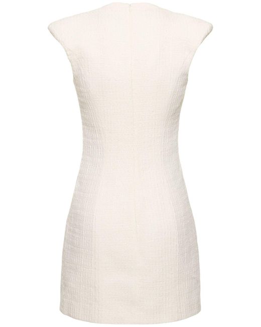 ALESSANDRO VIGILANTE Natural Sleeveless Tweed V Neck Mini Dress