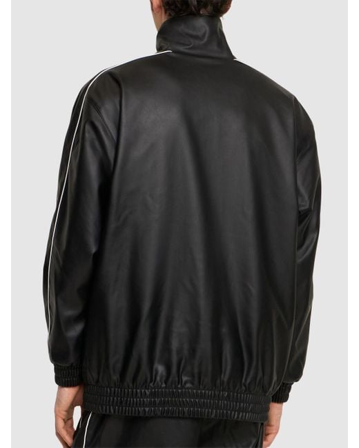 PUMA Black T7 Faux Leather Track Jacket for men