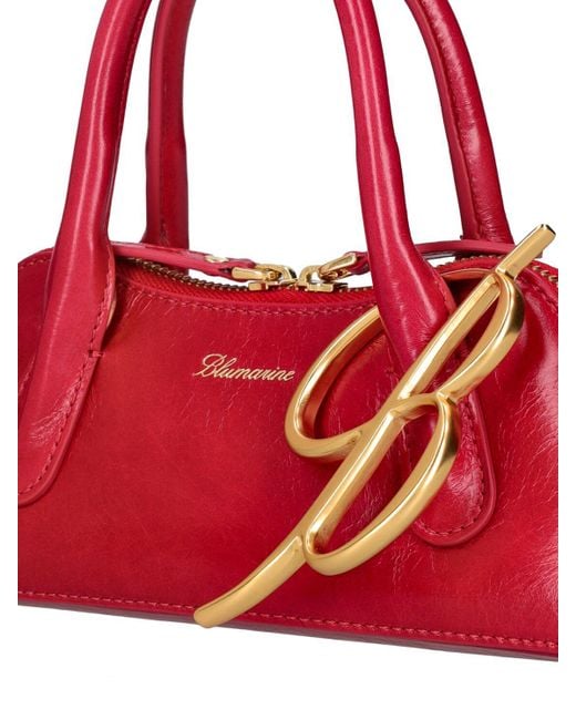 Blumarine Red Mini Bugatti Leather Top Handle Bag