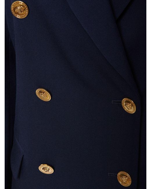 Giacca doppiopetto in lana stretch di Versace in Blue