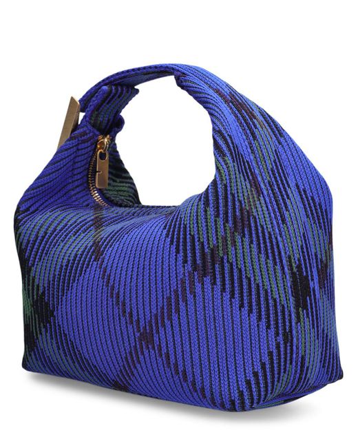 Burberry Blue Mini Check Duffle Top Handle Bag