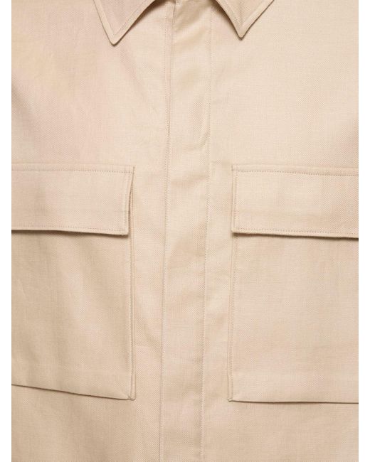Zegna Natural Oasi Long Sleeves Linen Overshirt for men