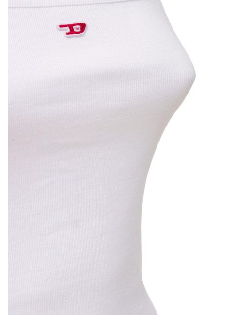 Débardeur en jersey de coton stretch à logo DIESEL en coloris White