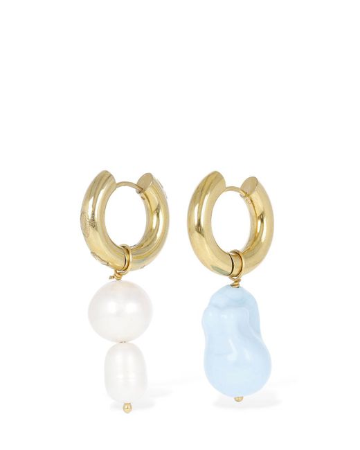 Timeless Pearly Metallic Pearl & Turquoise Mismatched Earrings