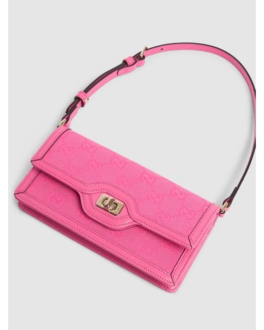 Gucci Mini Luce レザー&キャンバスショルダーバッグ Pink