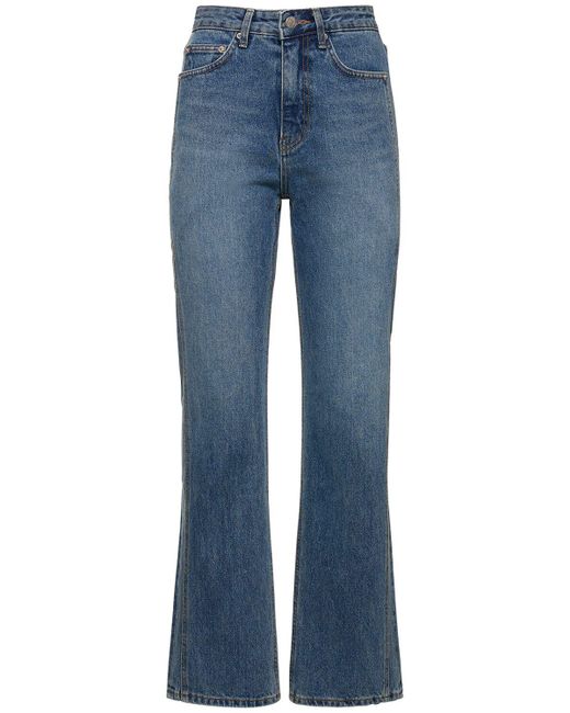 DUNST Blue Linear High Rise Straight Jeans
