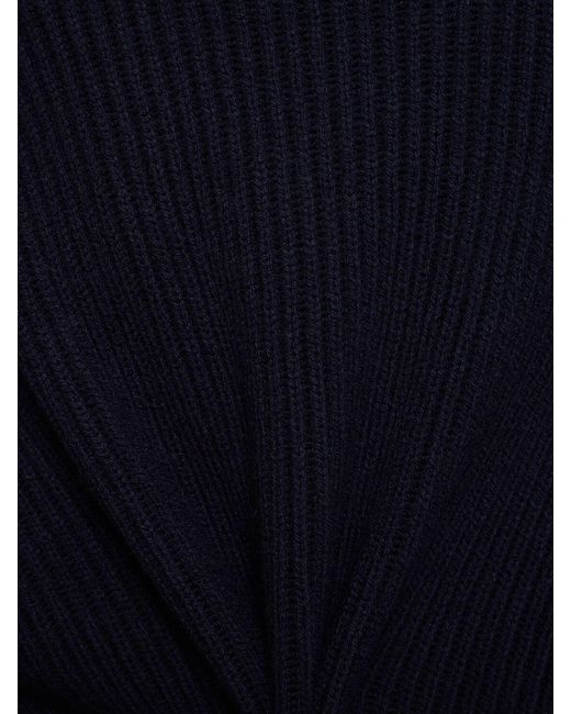 Pull en maille de laine côtelée à col montant Totême  en coloris Blue