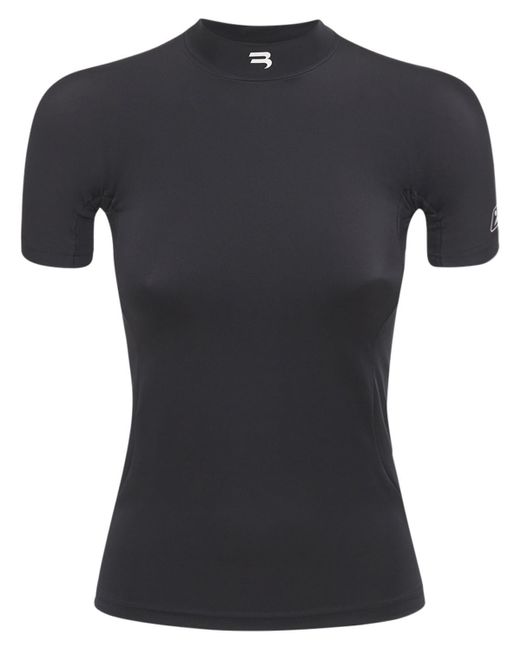 Balenciaga Black Logo Fitted Stretch Jersey Top