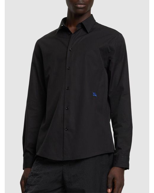 Camisa de algodón con logo Burberry de hombre de color Black