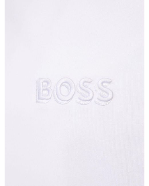 メンズ Boss Tiburt 423 コットンtシャツ White