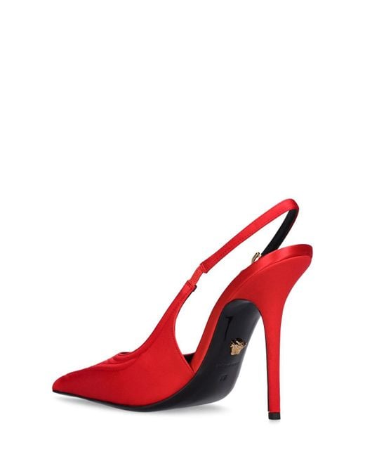 Versace Red 110Mm Satin Slingback Heels