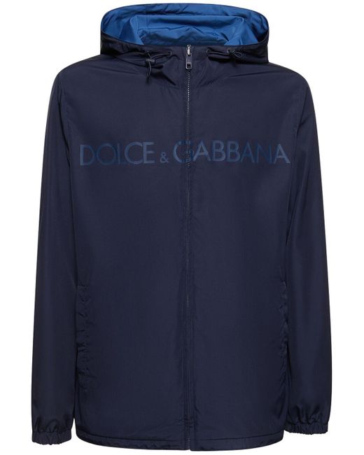 Dolce & Gabbana Blue Reversible Hooded Windbreaker for men