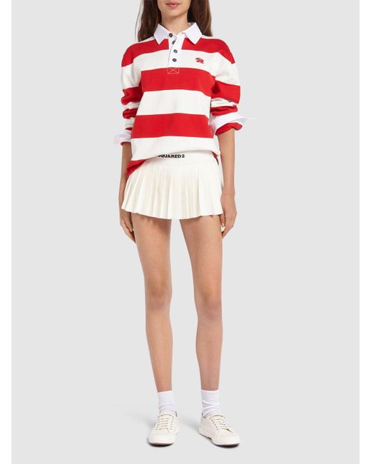 DSquared² Red Striped Cotton Knit Polo