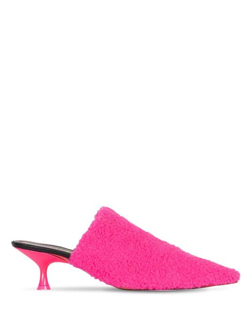 Loewe 50mm Fleece Mules in Pink | Lyst