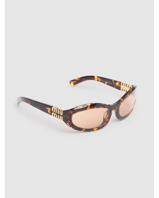 Miu Miu Brown Oval Acetate Sunglasses Havana