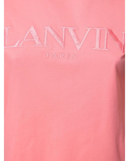 T-shirt en coton à logo brodé Lanvin en coloris Pink