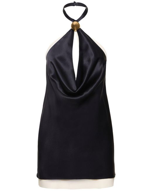 Ferragamo Black Lvr Exclusive Satin Open Back Mini Dress