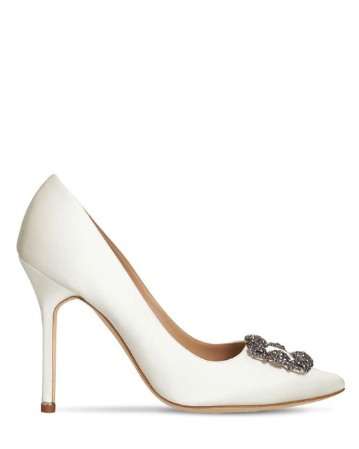 Zapatos De Tacón De Satén 105mm Manolo Blahnik de color Metallic