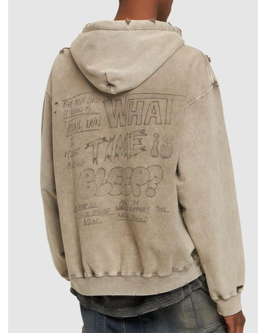 Maison Mihara Yasuhiro Gray Bleached Cotton Jersey Sweatshirt Hoodie for men