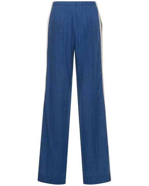 Pantaloni in cotone chambray di Palm Angels in Blue
