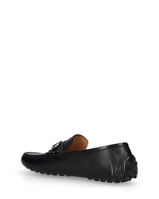 Ferragamo Black Grazioso Leather Loafers for men