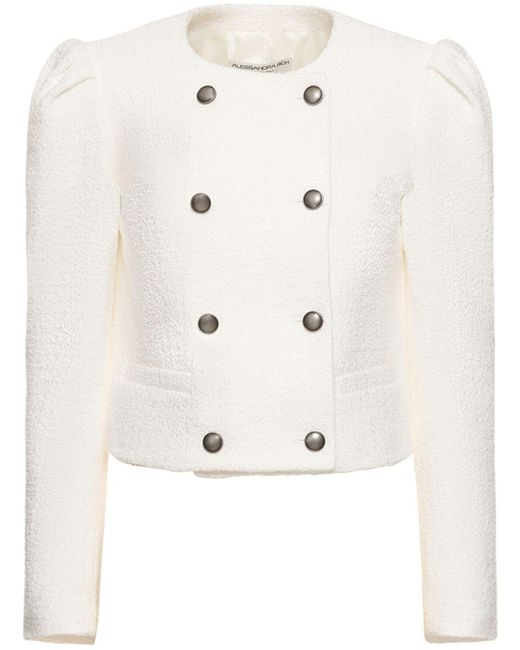 Alessandra Rich Natural Double Breasted Tweed Bouclé Jacket