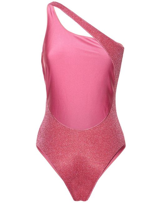 Maillot de bain une pièce asymétrique lumiere Oseree en coloris Pink