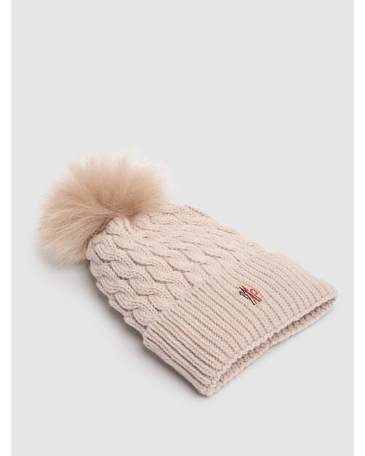 Moncler Natural Virgin Wool Beanie W/ Pompom