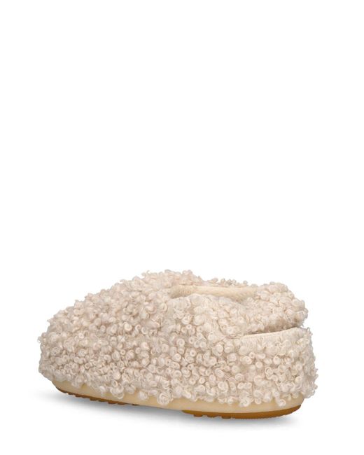 Moon Boot Natural Curly Faux Fur Mules