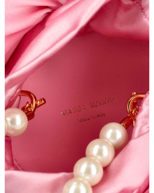 Magda Butrym Pink Small Magda Satin Pearl Top Handle Bag