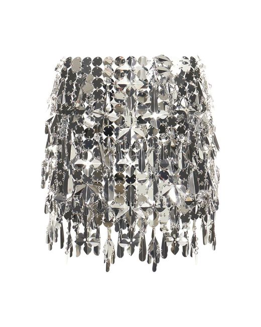 White Womens Skirts Paco Rabanne Skirts Paco Rabanne Sparkle Sequins Beaded Mini Skirt in Silver 