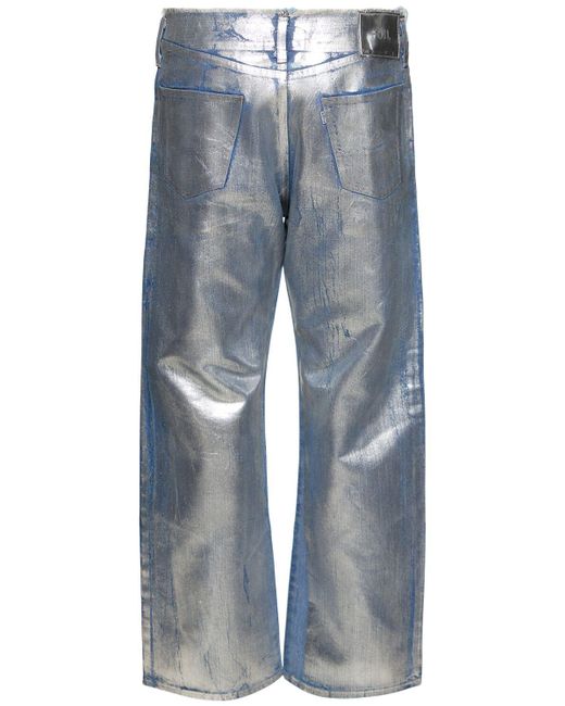 Doublet Blue Cotton Foil Denim Pants for men