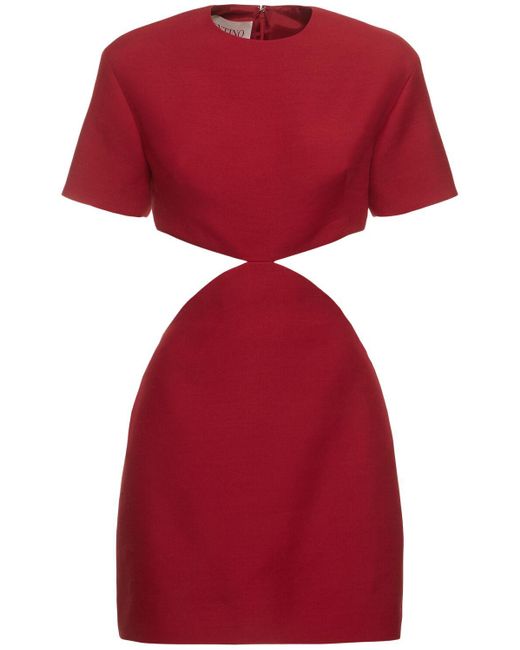 Vestido corto de crepé con espalda abierta Valentino de color Red