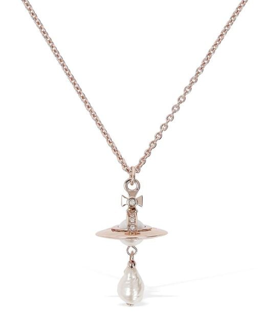 Vivienne Westwood Metallic Aleksa Faux Pearl Pendant Necklace