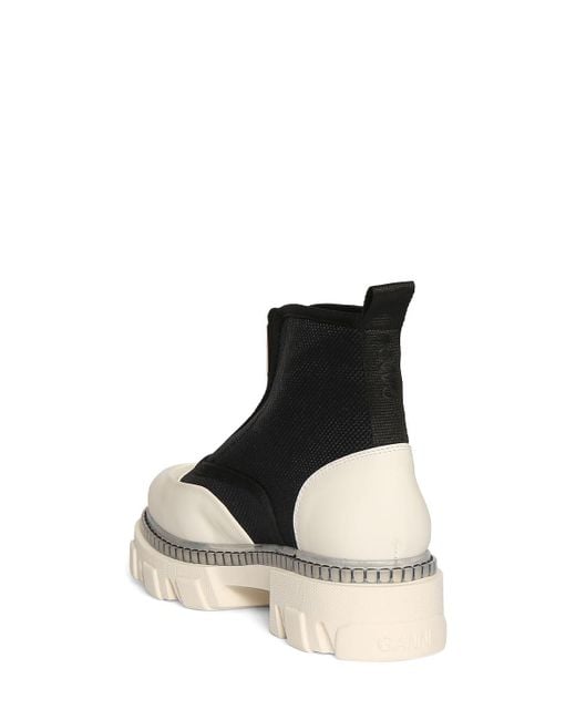 Ganni Black 50mm Cleated Low Zip Boots