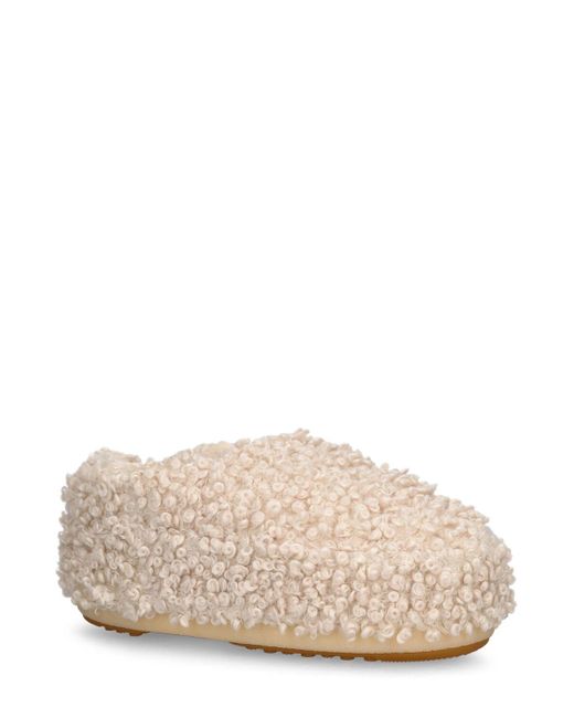 Moon Boot Natural Curly Faux Fur Mules