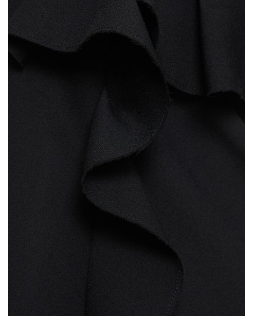 MSGM Black One-Shoulder Ruffled Mini Dress
