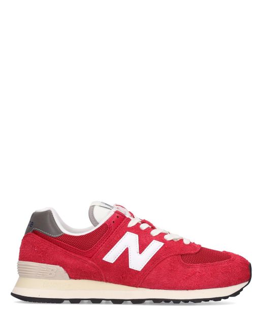New Balance 74 Sneakers in Red | Lyst