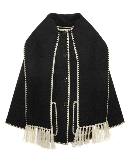 Chaqueta de lana bordada con bufanda Totême  de color Black