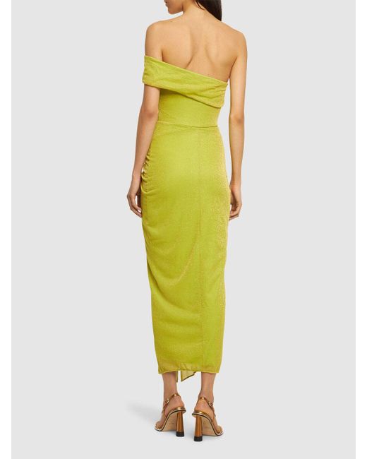 Baobab Green Aria Tech Off-shoulder Long Dress