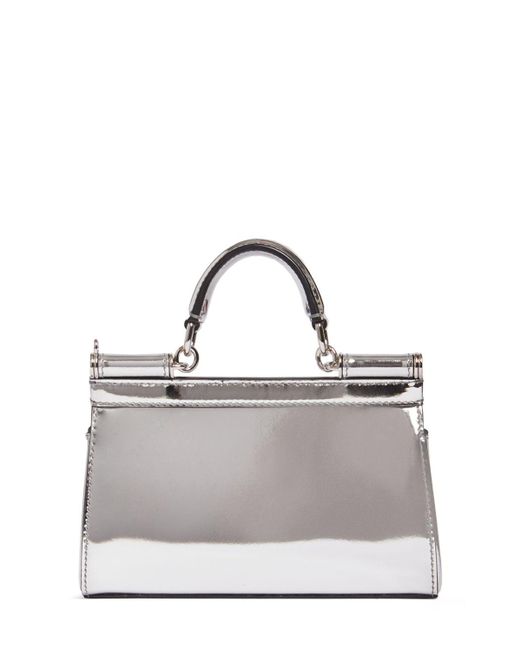 Petit sac à main laminé sicily Dolce & Gabbana en coloris Gray