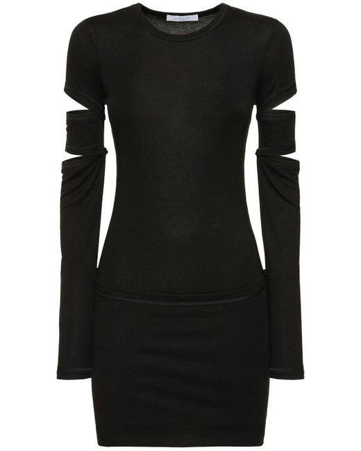 Helmut Lang Black Midikleid Aus Jersey "slash"