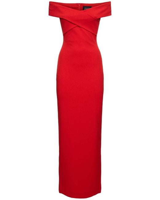 Solace London Red Inex Crepe Knit Midi Dress