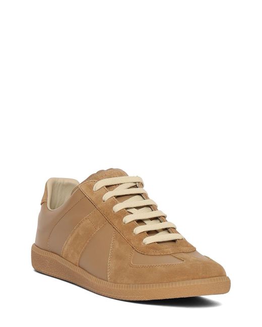 Maison Margiela Brown Replica Leather Sneakers In Chamois for men