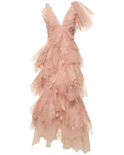 Zimmermann Pink Lvr Exclusive Organza Flocked Tulle Gown