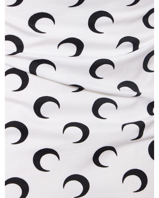 MARINE SERRE White Stehkragen-T-Shirt mit Mond-Print