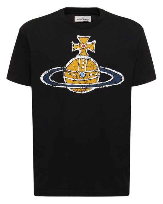 Camiseta de jersey de algodón con logo Vivienne Westwood de hombre de color Black