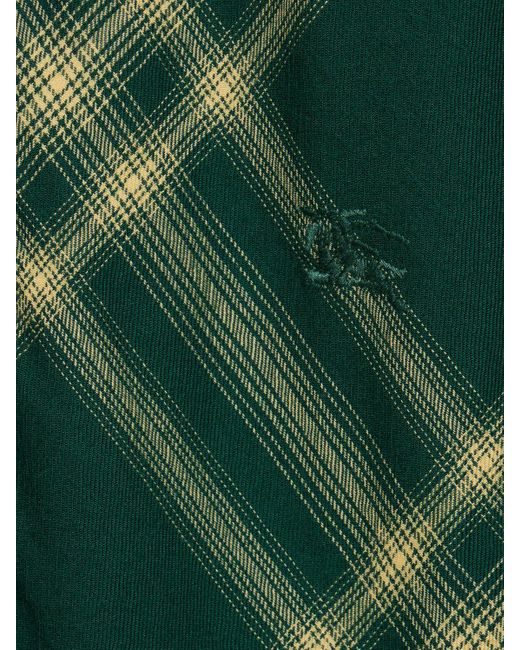 Camicia a maniche corte in lana check di Burberry in Green da Uomo