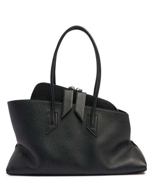 The Attico Black La passeggiata Grained Leather Tote Bag