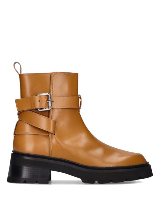 By Far Brown 50mm Leather Buckle Ankle Boots